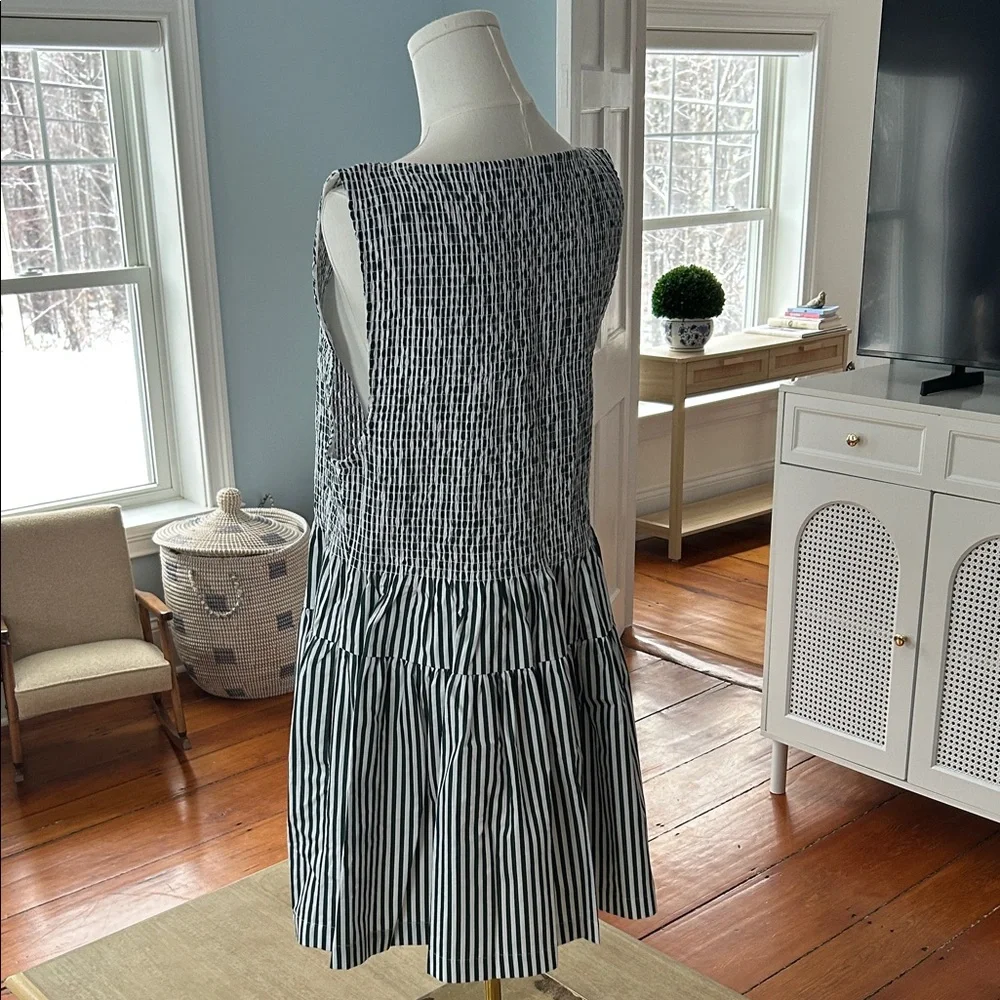 Hill House Striped Smocked Mini Dress in Black and White - Picture 2 of 2